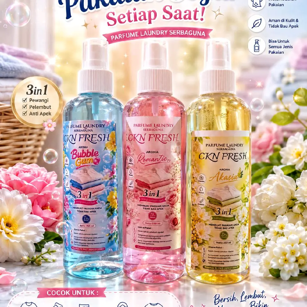 CKN Fresh Parfume Laundry Serbaguna 3in1 Aroma Bubble Gum Romantique & Akasia Pewangi Pelembut Anti Apek