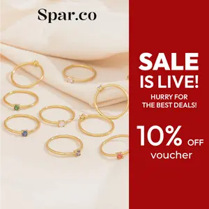Spar.co [Best-Seller & 6.6 Sale & Gift] Cincin Titanium Berlapis Emas Dengan Permata Mata Birth Stone - Gold Ring With Birth Stone Bulan Diamond SP-AAC1234 (A)