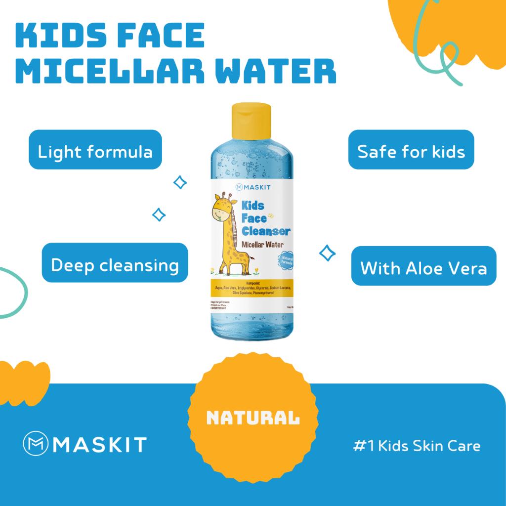 Kids Micellar Water Face Cleanser Natural | Miselar Water Pembersih Wajah Anak | Pembersih Make Up Kulit Sensitif Maskit 100 ml