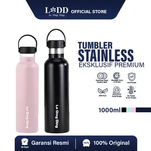 LeDingDing-Tumbler Thermos Stainless Bottle Botol Air Minum Tahan Panas Dingin Vacuum Flask Termos Tumblr Sport 750ml 1000ml Tumbler tahan panas dingin  24 jam termos sendok garpu tumbler stainless termos es batu