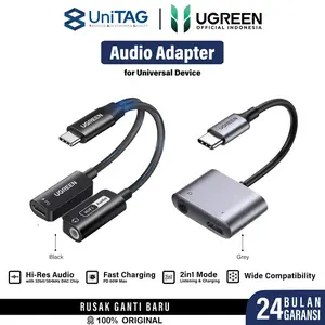 UGREEN Kabel Audio Converter Splitter for iPhone Samsung USB Type C Lightning to Jack Audio 3.5mm Digital-to-Analog Converter Adapter MFi Cable