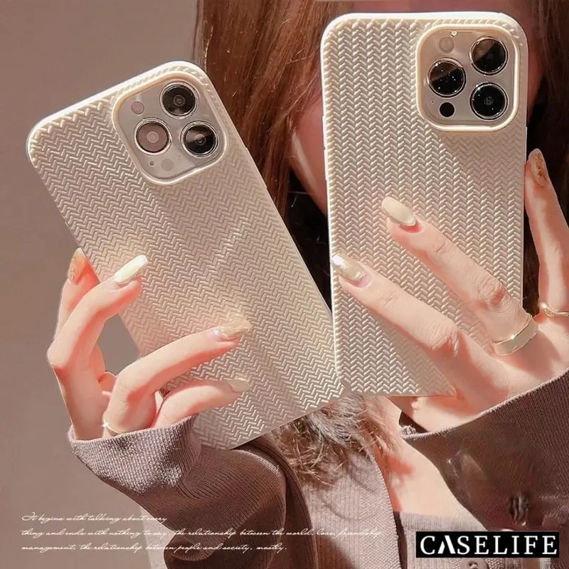 Caselife Softcase TPU Matte Motif Anyaman 3D Full Cover Casing Iphone 11 12 13 14 15 Pro Max Plus 7