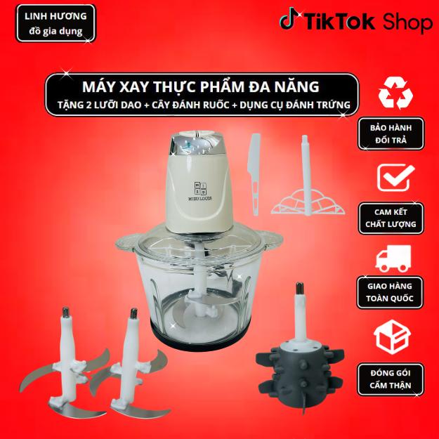 Tặng 2 Bộ Lưỡi Dao + 1 Cây Đánh Ruốc+ 1 Cây Đánh Trứng Máy Xay Thực Phẩm Đa Năng Cối Thuỷ Tinh Xay Thịt Misu Louis Công Suất Lớn 500W Dung Tích 3.5L Bảo Hành 1 Năm Xay Đa Năng Thịt Cua,Cá,Rau,Củ,Quả