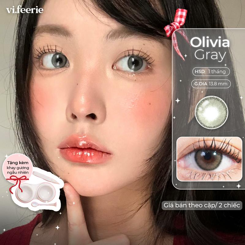  Kính áp tròng - lens xám khói tự nhiên áp tròng trong trẻo 1 tháng Olivia Gray @vi.feerielens 