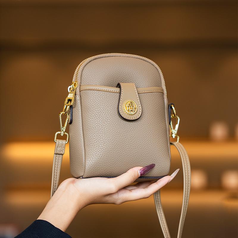 Túi Nữ Da Bò Gelandai Hàng Mới Về 2025 Túi Đựng Điện Thoại Di Động Thời Trang Túi Đeo Vai Đơn Giản Thường Ngày Dễ Phối Đồ Túi Đeo Chéo Dọc Cỡ Nhỏ Dành Cho Nữ