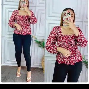 Grosir Natalia | Atasan Wanita Tata Blouse Bahan Rayon Motif Leopard Karet Panjang Baju
