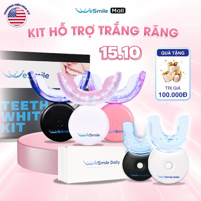 [DUY NHẤT 15.10 TẶNG QUÀ 100K] Bộ Kit hỗ trợ làm trắng răng tại nhà WeSmile Pro 3+1, thành phần tự nhiên không gây ê buốt - Hàng chính hãng - Bảo hành 12 tháng