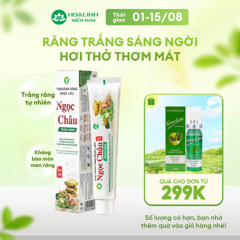 Kem đánh răng dược liệu Ngọc Châu Trắng sáng 100g