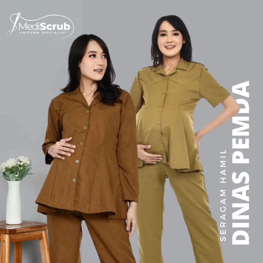 Setelan Baju Hamil Pemda ASN PNS Bumil Ibu Lengan Panjang Pendek