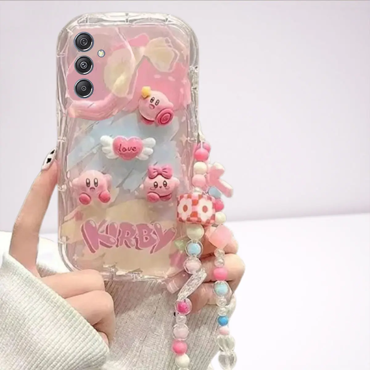CASE FOR SAMSUNG A25 A35 A55 TERBARU MOTIF CUTE KIRBY LANYARD STRAP PROTECTOR CAMERA PREMIUM SOFTCASE