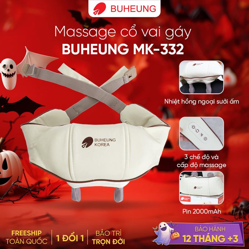 Máy Massage Cổ Vai Gáy Buheung MK-332, Con Lăn Xoay Đảo Chiều, Nhiệt Hồng Ngoại, 3 Chế Độ, Bảo Hành 12 Tháng