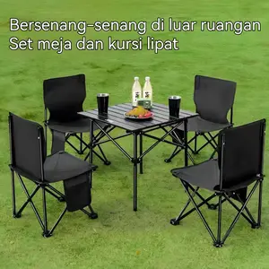 Set lengkap meja dan kursi untuk berkemah di luar ruangan / meja dan kursi lipat portabel untuk berkemah di luar ruangan Camping Outdoor Portable Furniture