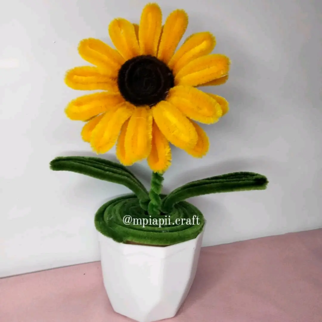sunflower pipecleaner - bunga matahari kawat bulu hiasan ruang