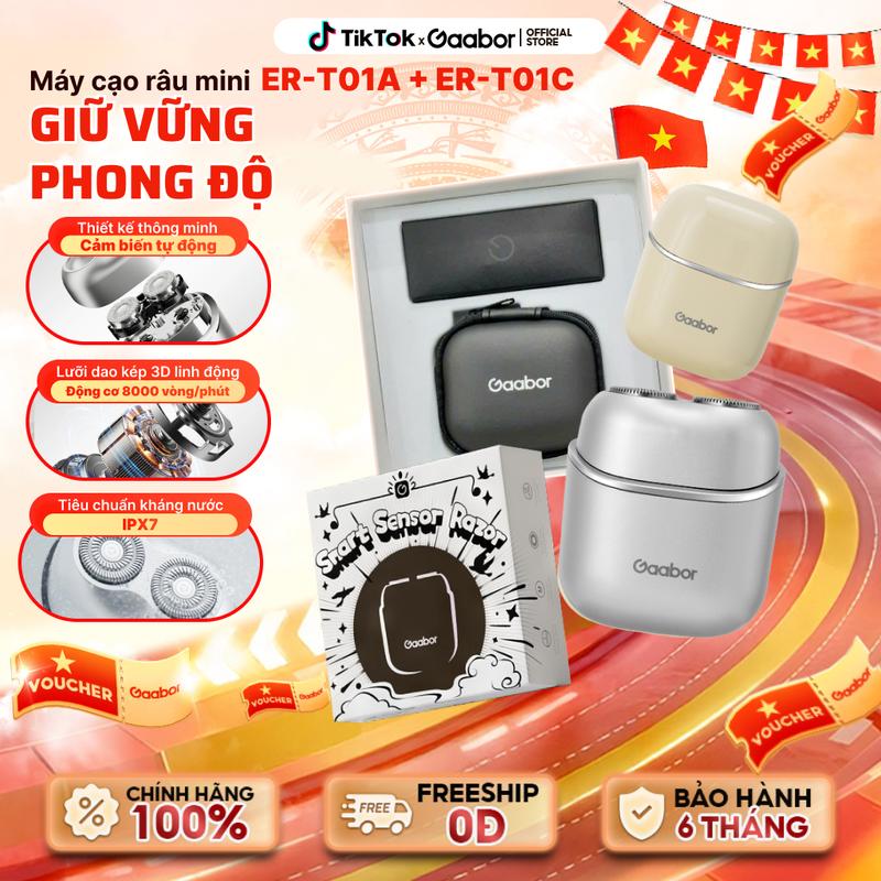 Máy cạo râu 3D Gaabor ER-T01A ER-T01B ER-T01C 2 lưỡi dao, chống nước chống bụi IPX7 cảm ứng tự động tích điện kèm túi da và họp máy cạo râu nam chính hãng cạo râu cho nam máy cạo lông mặt cạo lông cho nữ