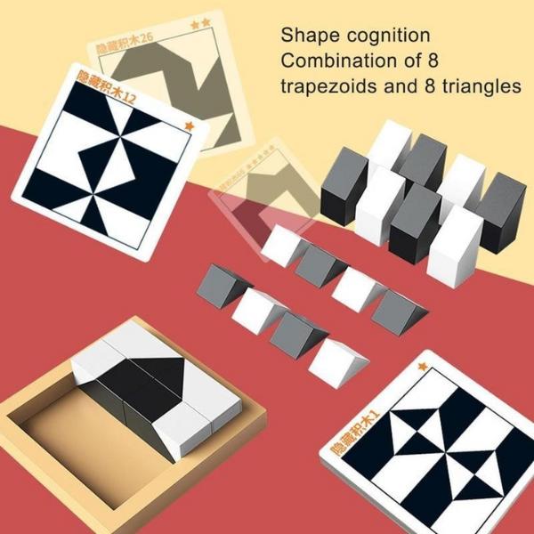 Đồ chơi xếp hình trí tuệ IQ xếp hình khối ẩn 3D, ghép hình tangram vận động não bộ phát triển trí thông minh