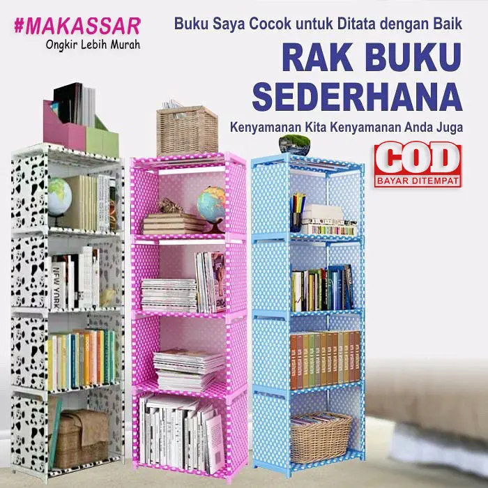 Rak Serbaguna  5 Tingkat 4 Susun / Rak Buku Portable Lemari Sepatu Rak Pakaian Baju Boneka Sendal