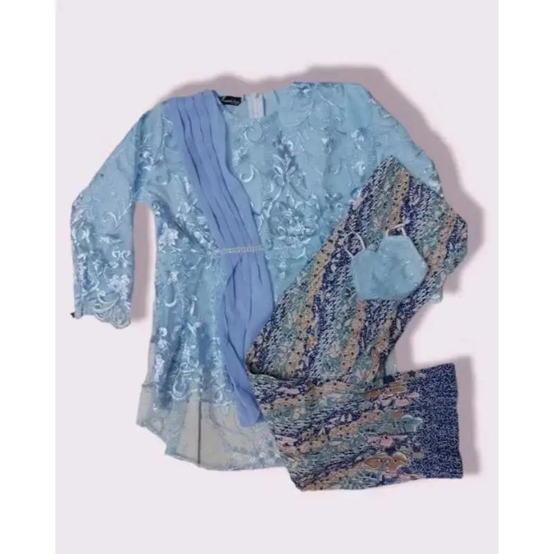Set Kebaya Modern Baju Kebaya Kondangan Anak Perempuan 12 Tahun Kebaya Pita Aurora  selendang Mix Rok Plisket Batik Untuk Anak