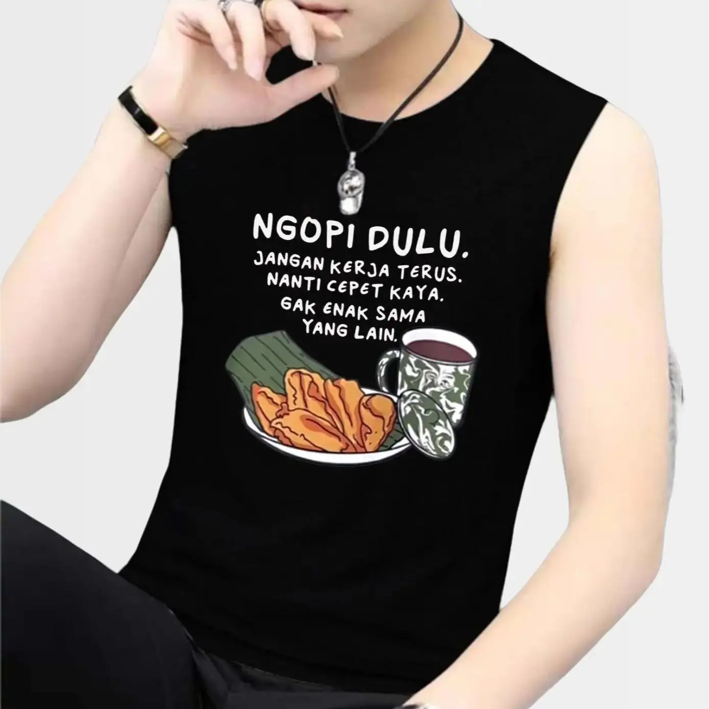 Kaos Singlet Dalaman Pria dewasa Coffe Santai Viral Keren DTF Printing Berkualitas Distro Olahraga gym