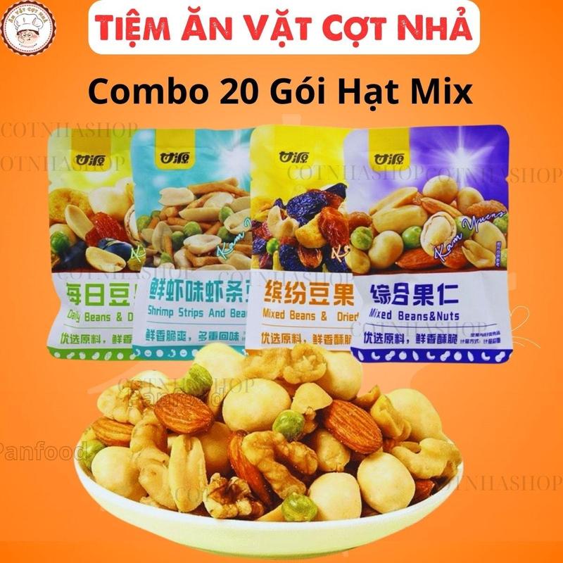 Combo 20 Gói Hạt Mix Vị, Hạt mix dinh dưỡng lẻ vị loại ngon - Mix trái cây sấy giòn, hạt ngũ cốc sấy khô mix đấy đủ vị ăn vặt nuts Gói Hạt Mix Vị, hạt mix