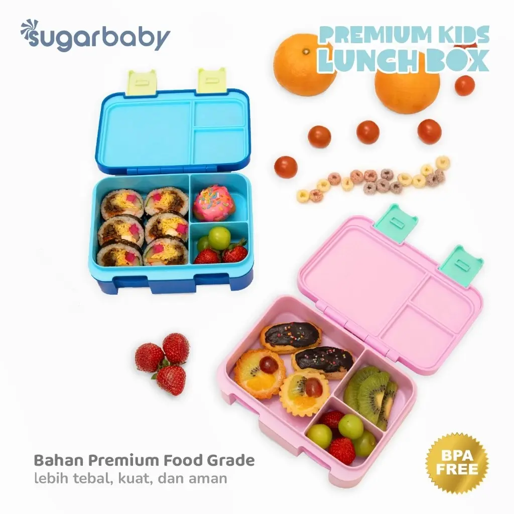 SUGAR BABY TEMPAT SIMPAN MAKANAN ANAK PREMIUM / PREMIUM KIDS LUNCH BOX BPA FREE