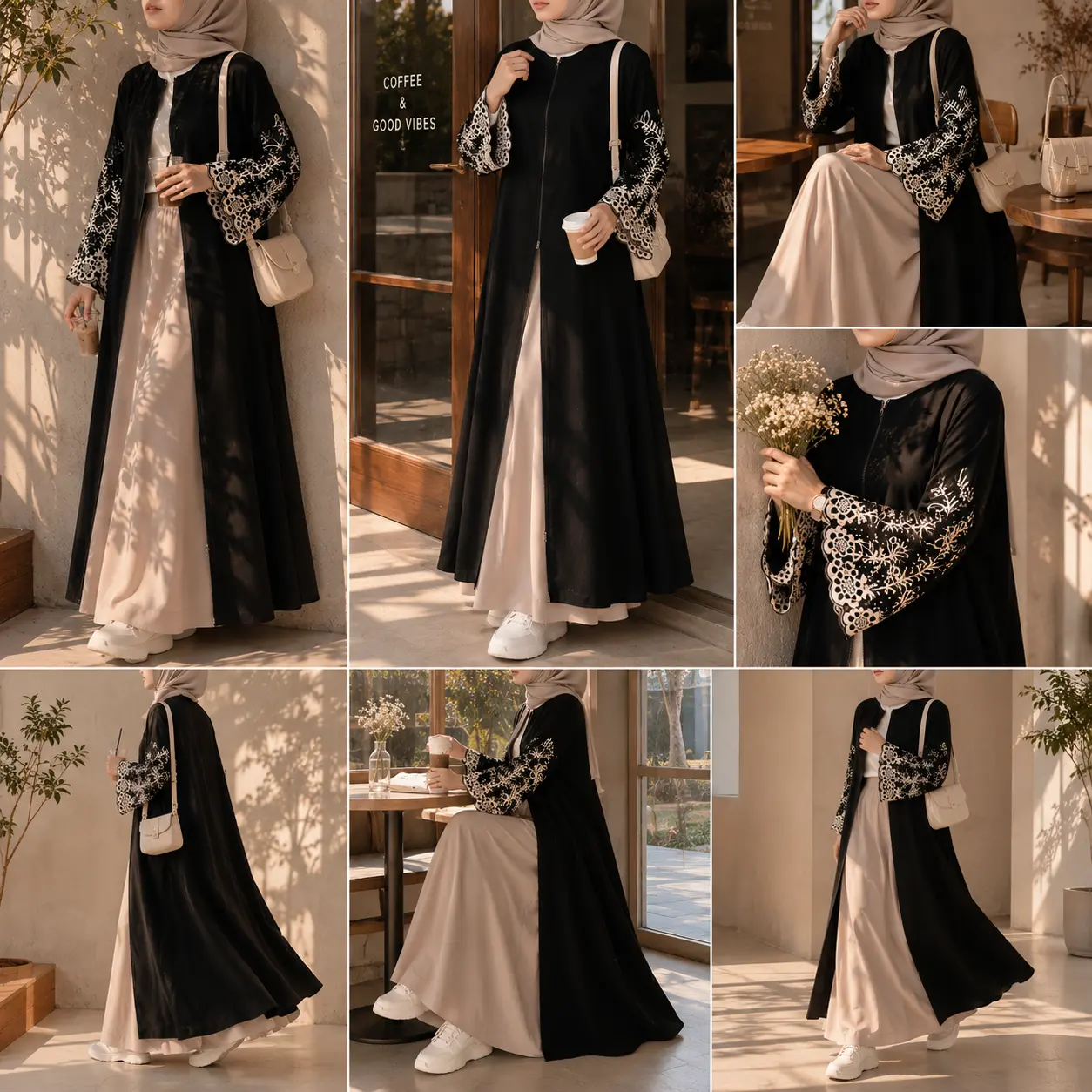 Abaya Multazam Dewasa Bordir Manik Mewah Elegan untuk Acara Khusus Muslim Wanita