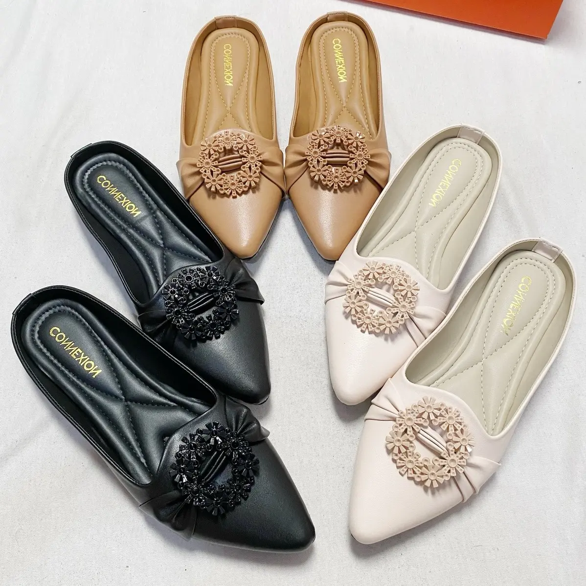 Cnx Sandal Wanita Bustong Bunga Bulat Teplek Daily Formal non Formal Alas Kaki Shoes sandal  bumil  nyaman