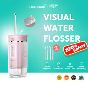 Dr.Spcok water flosser Smart Elektrik Oral IrrigatorPort pengisian daya Tipe-C 160Ml mulut bersih 4 tingkat dapat disesuaikan WF01 Gusi Bersihkan