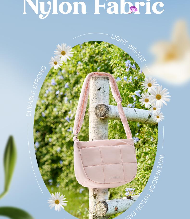 WESTBRONCO [PUFFER LOVA BAG] Shoulder bag, multiple pockets, waterproof, crossbody bag, adjustable shoulder strap, suitable for commuting or going to school.