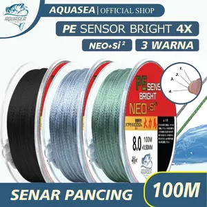 AQUASEA Senar Pancing PE Sensor Bright 100m 2 Warna Alat Ikan Joran Umpan Reel