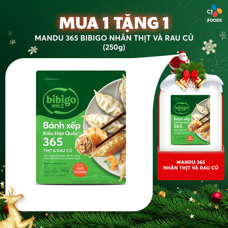   MUA 1 TẶNG 1  Bánh xếp Mandu BiBiGo 365 Thịt & Rau củ  250g   gói  