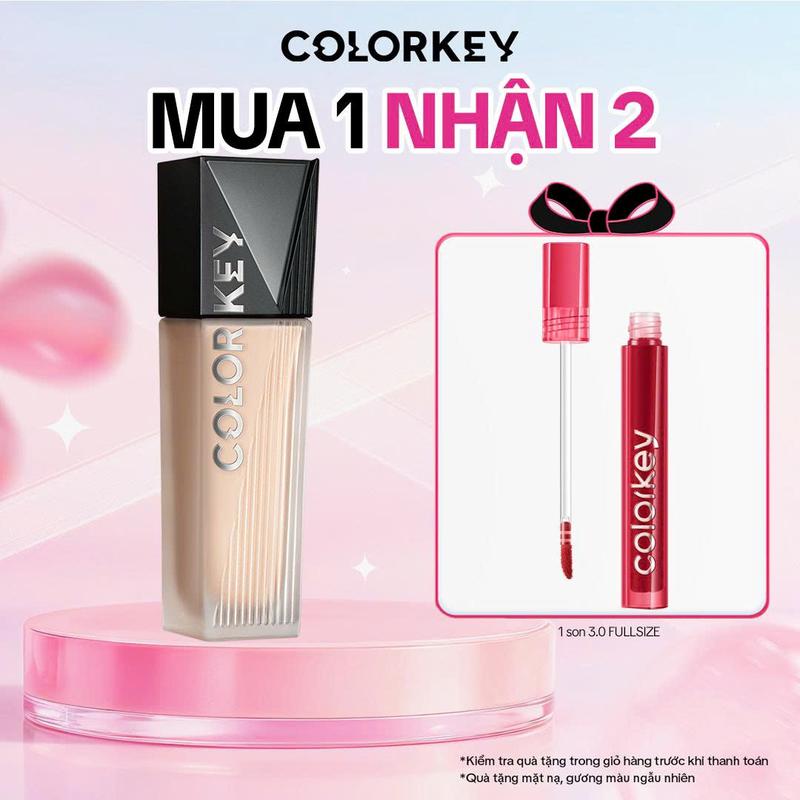   EX-ĐỘC QUYỀN  Kem Nền COLORKEY PHIÊN BẢN NÂNG CẤP Chân Ái Cho Da Dầu Giúp Lớp Trang Điểm Lì Mỏng Nhẹ Không Dễ Xỉn Màu 30g 