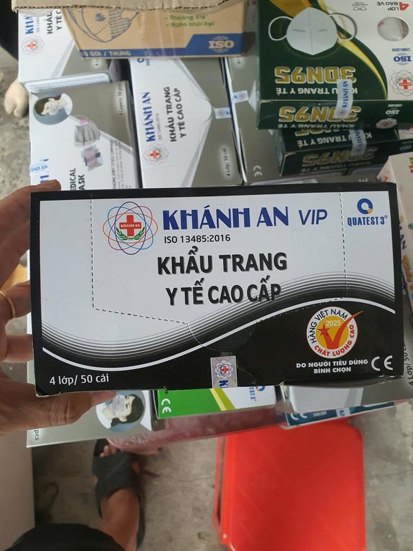 Khẩu trang y tế, kháng khuẩn cao cấp KHÁNH AN 4 lớp, hộp 50 cái – màu xanh , xám & đen
