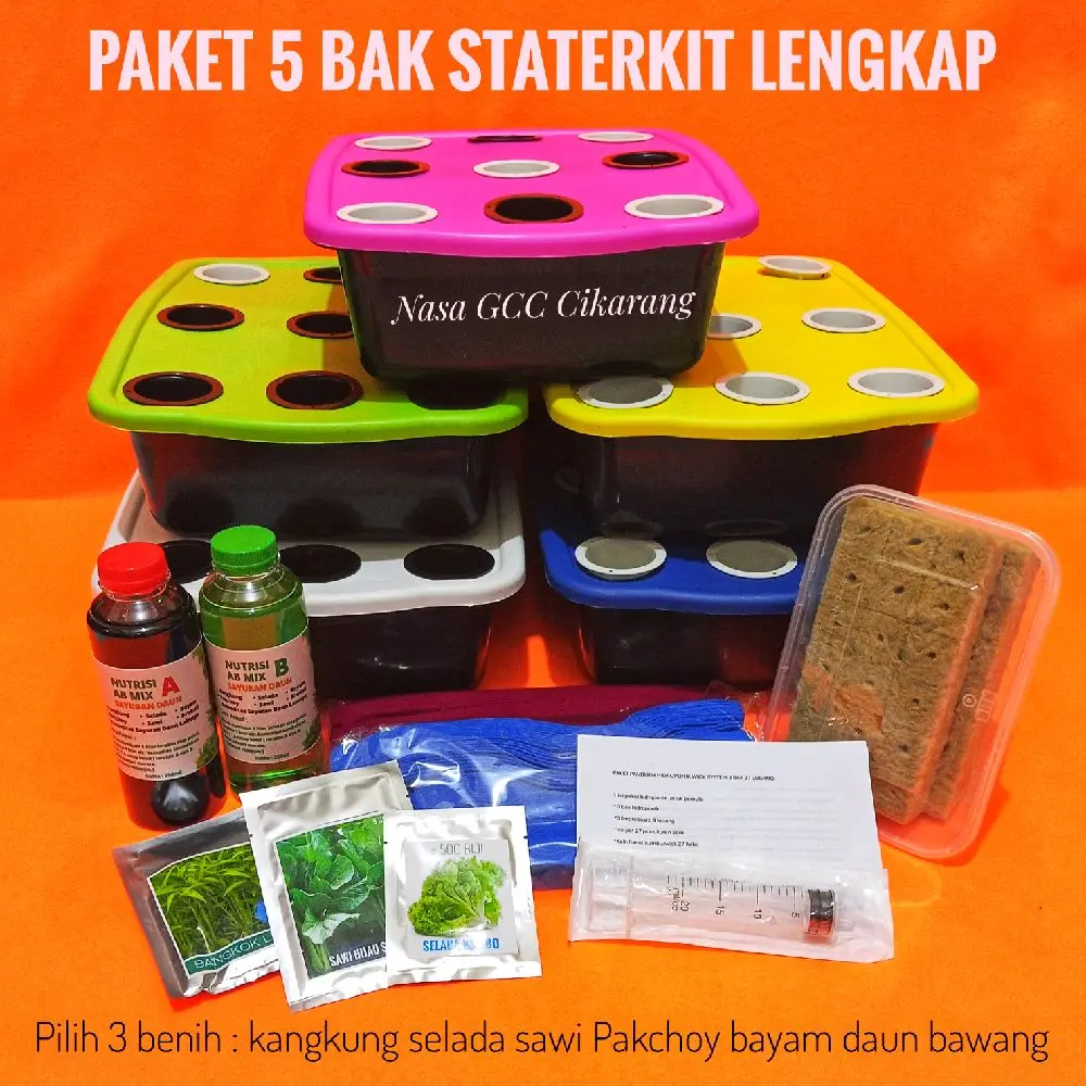 PAKET 5 BAK HIDROPONIK STARTER KIT LENGKAP KODE O5