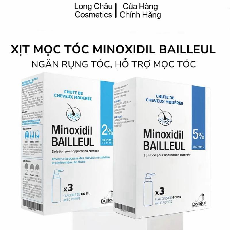 Xịt Mọc Tóc Minoxidil Bailleul 2%, 5% Giảm Rụng Tóc Và Kích Mọc Tóc Của Pháp 60ml