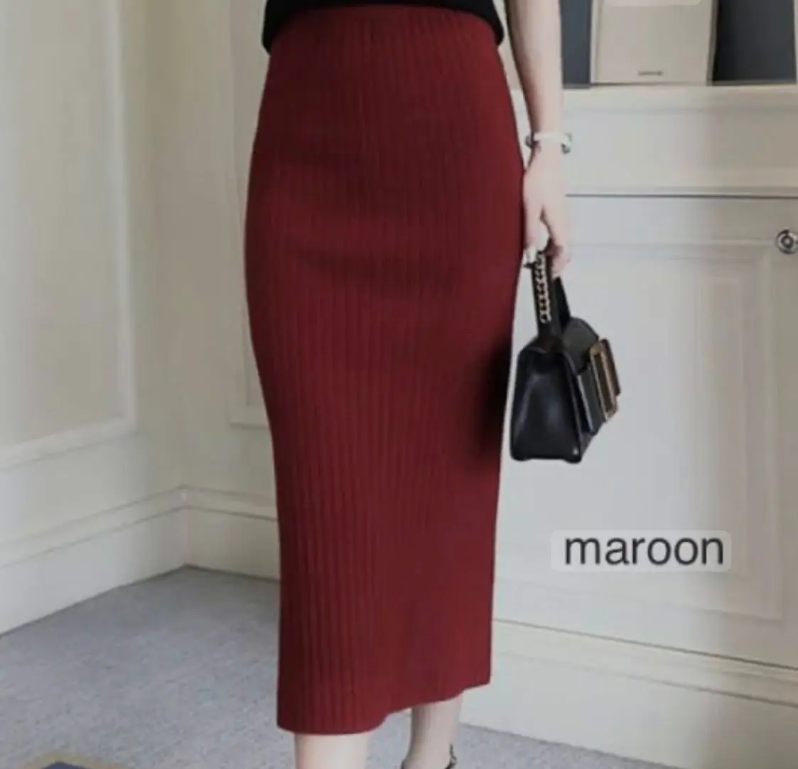 Rok Span Rajut Premium melar Rok Panjang Fit Tebal Wanita Hitam Bawahan Scuba Samping Kancing Semi Pendek