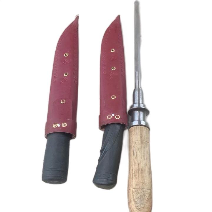 2 pisau baja Hss arkote & 1pcs stik asah kristal  Kitchenware Dapur Daging 0