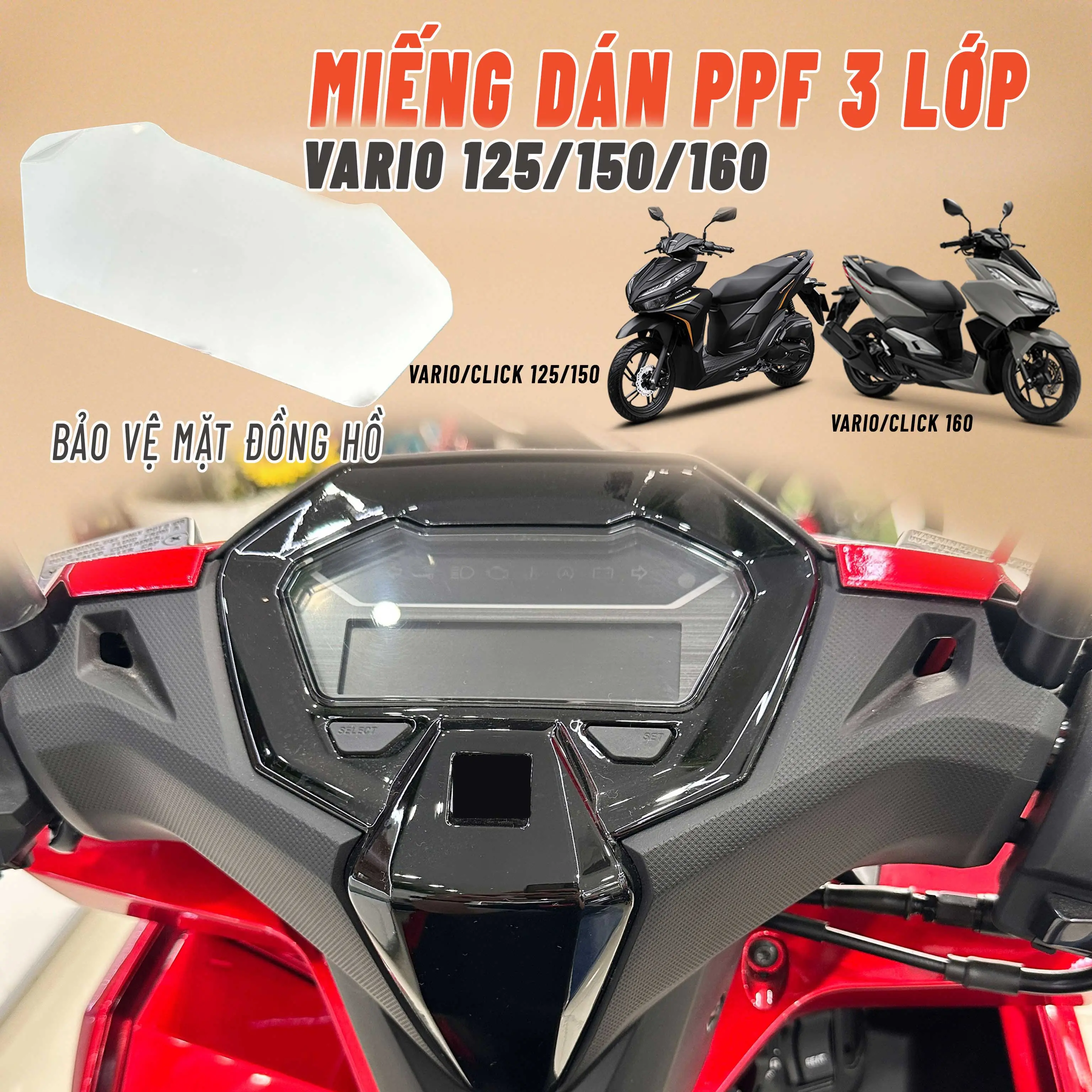[Tổng hợp các loại xe] Miếng dán PPF cao cấp 3 lớp bảo vệ mặt Đồng hồ cho các dòng xe máy (Đủ dụng cụ để dán), XEM KỸ HƯỚNG DẪN - Nhãn Dán Tem Decal Sticker vario 125 xemay phụ kiện tpu