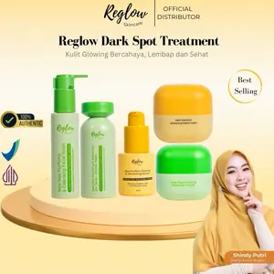 Reglow Dark Spot Treatment (Facial Wash, Toner, Rejuvenating Intensive Cream, Glowing and Whitening Serum, Whitening Night Cream) - Perawatan Jerawat Memudarkan Noda Hitam, Atasi Bekas Jerawat Membandel