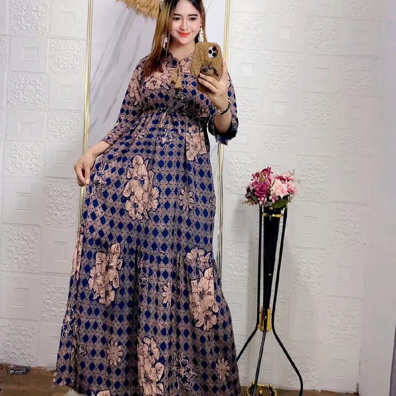 gamis rayon | gamis susun canda motif Bunga Casual Cantik Formal Motif Santai 4