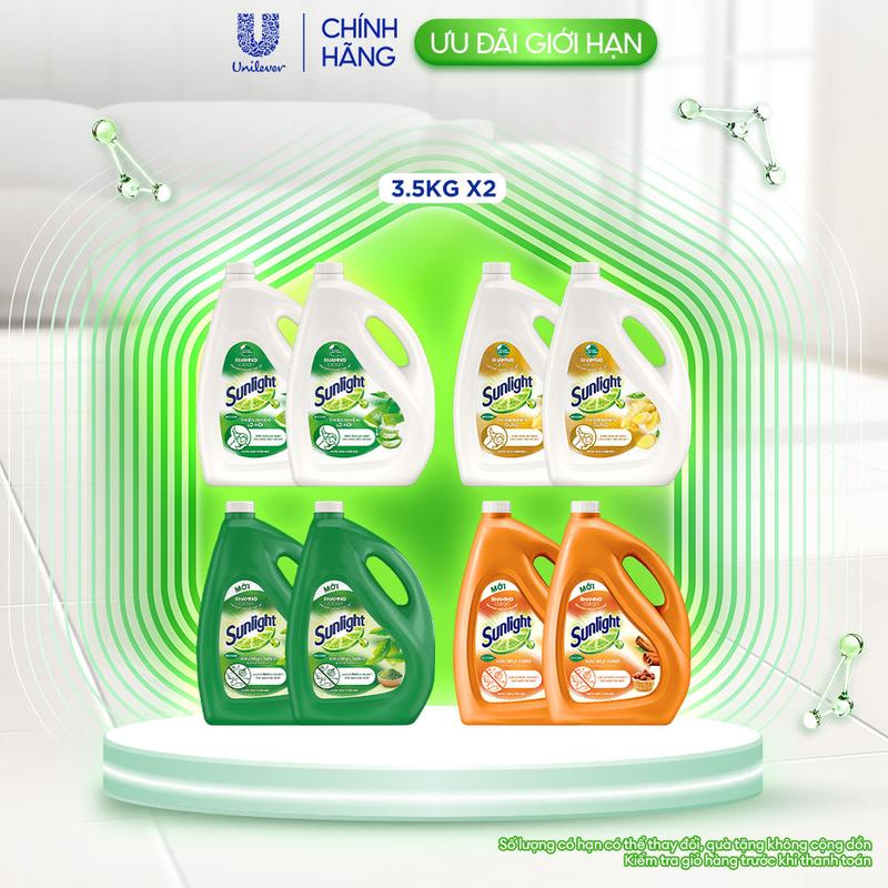 Combo 2 Nước rửa chén Sunlight Bio-care Thiên Nhiên 100% Gốc thực vật Chai 3.5kg