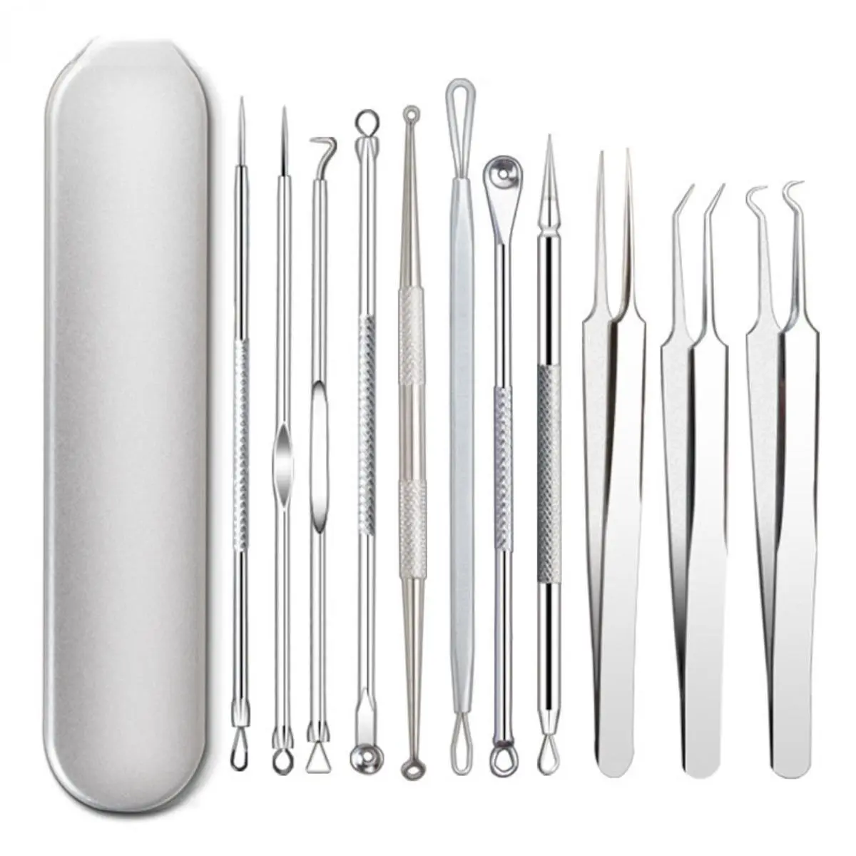 4/6/8/11 Pcs Blackhead Remover, Pimple Popper Tool kit, Blemish ,Whitehead, Acne and Zit Removal, Pimple Extractor Tools with Metal Case