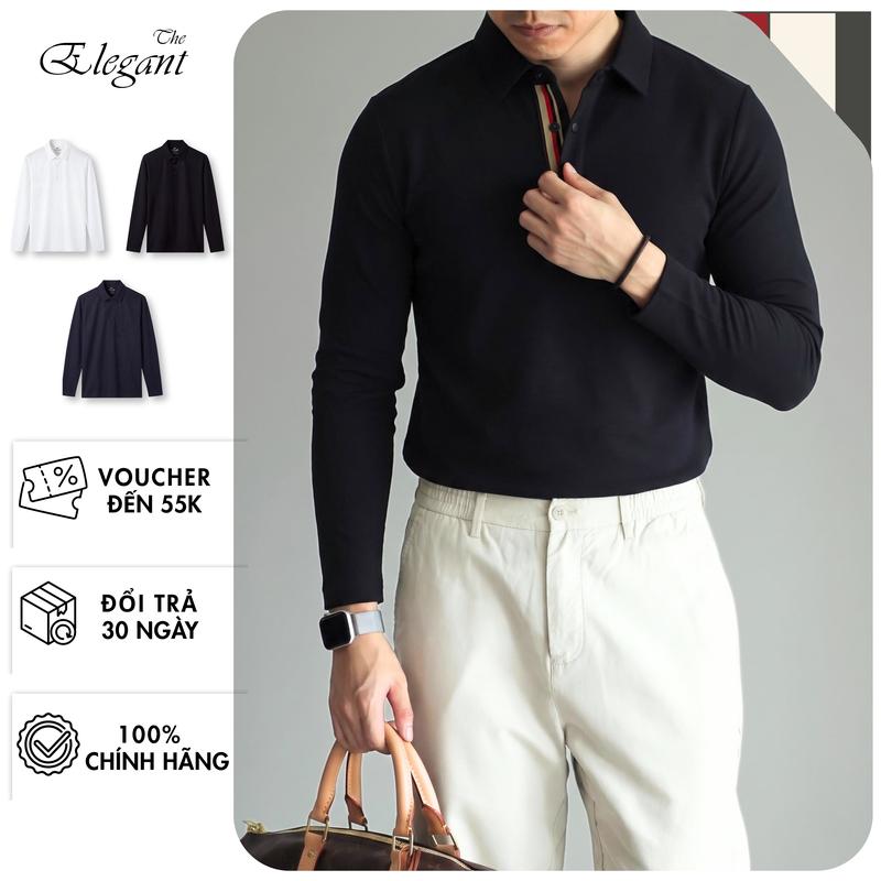 Áo polo dài tay cao cấp The Elegant công nghệ không đường may vải Microfiber x Modal mềm mịn, thoải mái