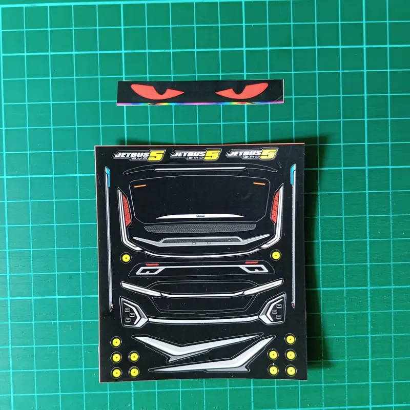 Stiker Lampu Mainan Miniatur Bus Jetbus 3 Jetbus 5 Stationery Paper Vinily + Freee Stiker Mata Strobo Ukuran Kecil + Free Banner VVIP Ukuran Kecil 3