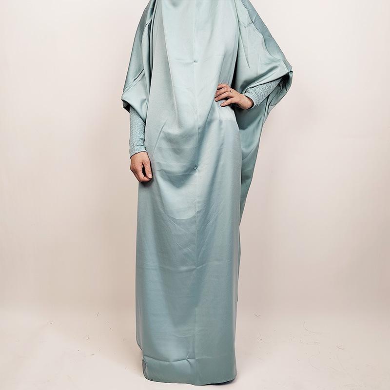 Product Introduction of High quality new selling Muslim large size women's dress solid color tight sleeve gown skirt dress. abaya 2