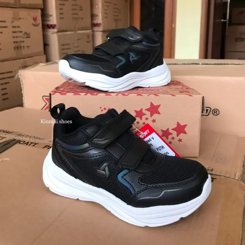 FREE KAOS KAKI Sepatu PRO ATT ISO 660 V Size 31 32 33 34 35 36 37 38 Sneaker Anak Perekat Hitam Fashion Sekolah 3