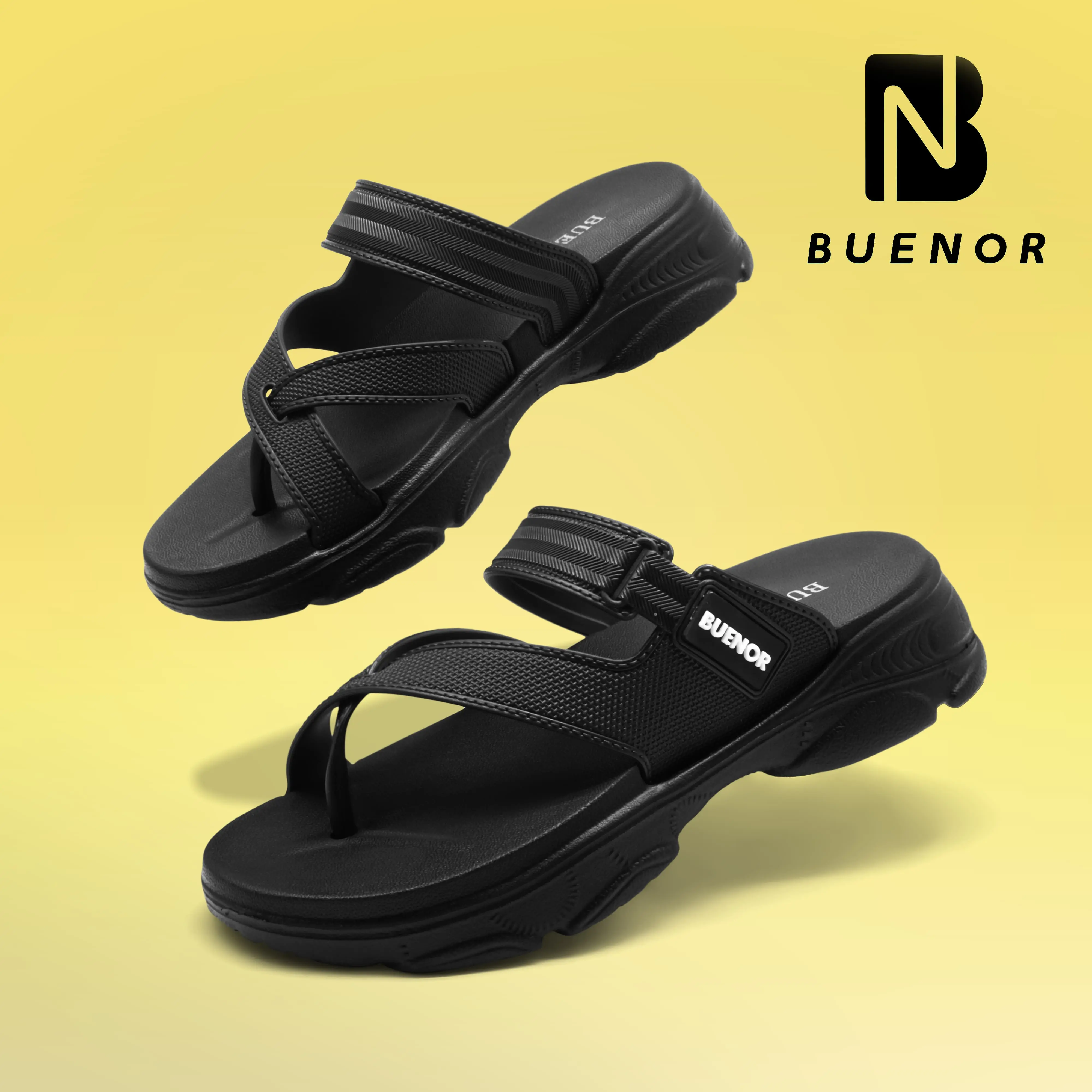 BUENOR - Sandal Slip On Wanita Kekinian Terbaru Sandal Gunung Unisex Hitam