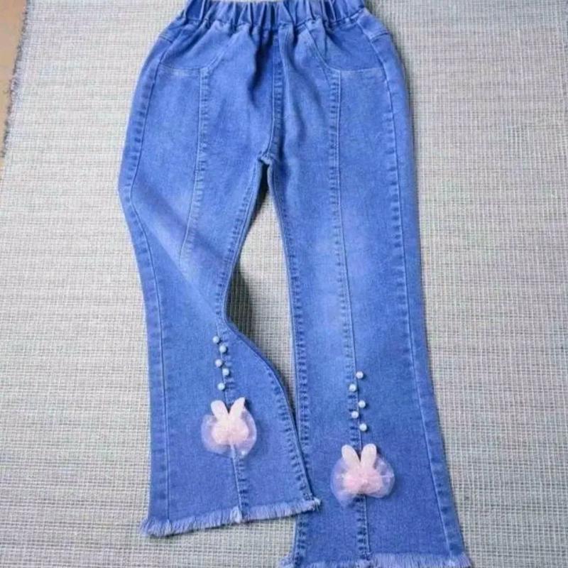 CELANA  MOTIF PITA MUTIARA USIA 1 - 10 TAHUN BAWANHAN PANJANG ANAK PEREMPUAN TERBARU Fashion Jeans Cantik Denim 3