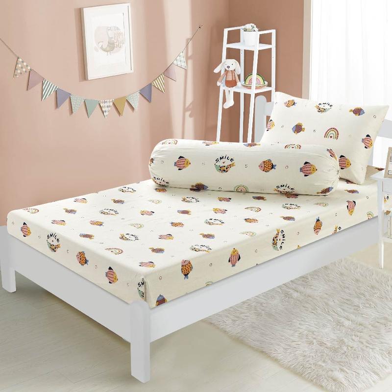 Aussino Kids Bobble 100% Cotton Fitted Sheet Set and Quilt Cover Set - Perfect for Your Child's Bed 1