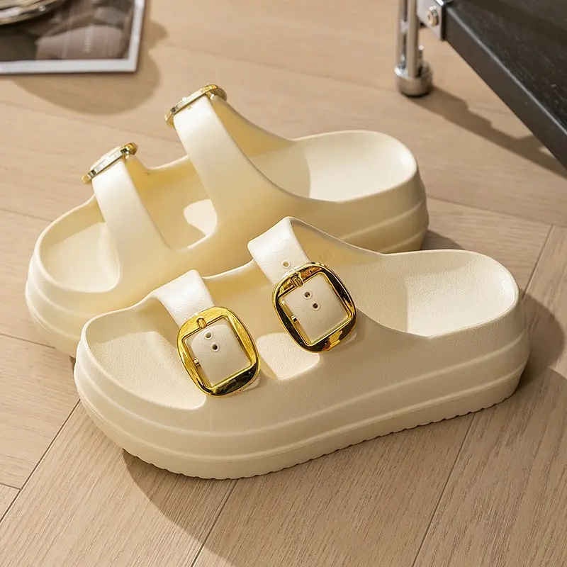 Esdief Sandal Wanita Wedges Sandal Selop EVA Jelly Karet Kekinian Empuk Ringan Anti Slip sandal  wedges korean style 3