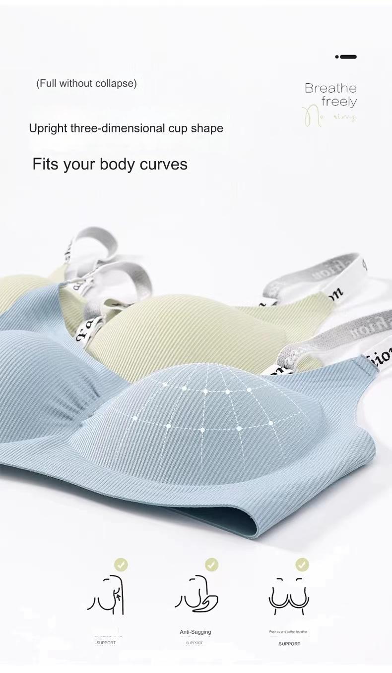Product Introduction of Letter Braces Seamless Underwear Small Chest Push up Spring and Summer Thin and Comfortable Breathable Belly Extraction Breast Fixed Cup Sports Bra 7